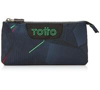 TOTTO Astuccio Scuola Tre Scomparti Frattali - Tavola DIMENSIONI STANDARD, blu, ESTÁNDAR, Scatole