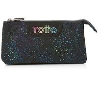 TOTTO Astuccio Scuola Tre Scomparti Spruzzato Colore - Tavola DIMENSIONI STANDARD, blu, ESTÁNDAR, Scatole