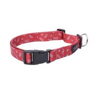 TOTTO - Collare per Cani di Media Taglia, Modello Mylu, Taglia M, Collare per Cani Regolabile, Ferramenta Resistente, Placca di Sicurezza, Anello a D per Guinzaglio, Stampa Kamm Rossa