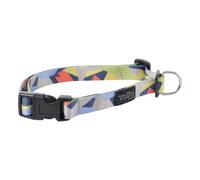 TOTTO - Collare per Cani di Piccola Taglia, Modello Mylu, Taglia S, Collare per Cani Regolabile, Ferramenta Resistente, Placca di Sicurezza, Anello a D per Guinzaglio, Stampa Geommyn Multicolor