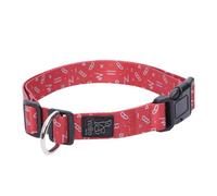 TOTTO - Collare per Cani di Taglia Grande, Modello Mylu, Taglia L, Collare per Cani Regolabile, Ferramenta Resistente, Placca di Sicurezza, Anello a D per Guinzaglio, Stampa Kamm Rossa