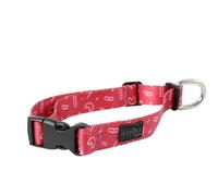TOTTO - Collare per Cani di Taglia Grande, Modello Mylu, Taglia XL, Collare per Cani Regolabile, Ferramenta Resistente, Placca di Sicurezza, Anello a D per Guinzaglio, Stampa Kamm Rossa