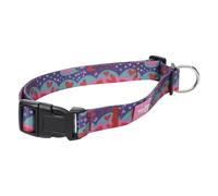 TOTTO - Collare per Cani di Taglia Media, Modello Mylu, Taglia M, Collare per Cani Regolabile, Ferramenta Resistente, Placca di Sicurezza, Anello a D per Guinzaglio, Stampa Mega Cuori Multicolori