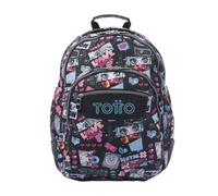 Totto Ma04eco002-2416n-6cz, Zaino Unisex-Bambini e Ragazzi, Nero, L