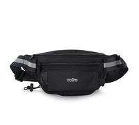 TOTTO - Marsupio sportivo, modello Running 2.0, misure 24 x 11.5 x 7 cm, 2 scomparti, tasca frontale per bottiglia, dettagli riflettenti, portacandele, tracolla regolabile, colore nero