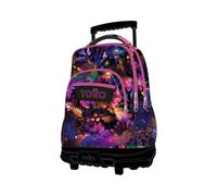 TOTTO - Zaini scolastici con ruote, capacità 26 l, diversi modelli, con tasca per PC, maniglia telescopica, tasche laterali bottiglia, cinghie ergonomiche, stampe uniche, Flower Galaxy