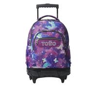 TOTTO - Zaini scolastici con ruote, capacità 26 l, diversi modelli, con tasca per PC, maniglia telescopica, tasche laterali bottiglia, cinghie ergonomiche, stampe uniche, Star Butterlfy Glitter, 60