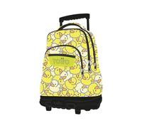 TOTTO - Zaini scolastici con ruote, capacità 26 l, diversi modelli, con tasca per PC, maniglia telescopica, tasche laterali bottiglia, cinghie ergonomiche, stampe uniche, Tela cerata, 32 x 45.5 x 18