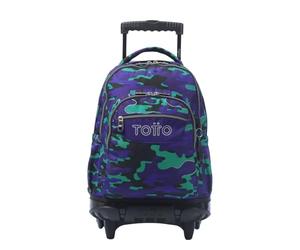 Totto - Zaino Scuola con Ruote, Modello a Righe, Capacità 26,21 Litri, Tasca PC 14" e Tasca Borraccia, Cinghie a S per un Maggior Comfort, Resistente, Stampa Seli