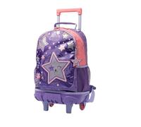Totto - Zaino Scuola con Ruote, Modello Star Cat M, Zaino Medio, Capacità 14 L, 2 Scomparti, 2 Tasche Bottiglia, Protezione Antiurto, Comode Spalline Regolabili, Colore Viola