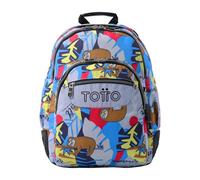 Totto - Zaino Scuola Grande, Modello Rayol, Capacità 19 L, 3 Scomparti, 2 Tasche Borraccia, Tasca PC 14", Schienale ergonomico con flusso d'aria, Cinghie a S, Stampa Lazel