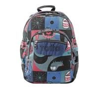 TOTTO - Zaino scuola grande, modello Rayol, capacità 19 l, 3 scomparti, 2 tasche bottiglia, tasca PC 14", schienale ergonomico con flusso d'aria, cinghie a S, stampa Cyber Mostri