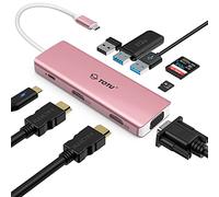 TOTU Docking Station, Hub USB C, 9 in 1 Docking Station a triplo display con modalità collage display, Dual 4K HDMI, VGA, 100W PD, 3 USB 3.0 e lettore di schede TF/SD per MacBook Pro Air e laptop di