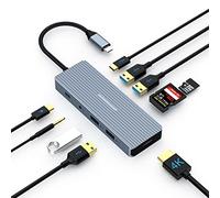 TOTU Hub USB C, adattatore di tipo C, 10 in 1 MacBook Pro/Air USB C Hub Adattatore multiporta con HDMI 4K, PD da 100 W, USB C 3.0, 2 USB 3.0, 2 USB 2.0, lettore di schede SD/TF e audio da 3,5 mm