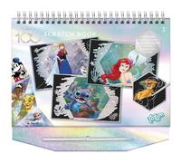 Totum Disney Scratch 300255 - Libro da colorare con stencil e adesivi glitterati con Anna & ELSA, Topolino, Simba, UVM. Activity Book per casa e in viaggio, multicolore, M