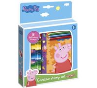 Totum Set Creativo di 5 timbri autoinchiostrante, Libro da colorare, 3 matite Colorate e Adesivi con Motivi di Peppa Pig & i Suoi Amici, Colore Giallo, Verde, Rosso, Blu, 360242