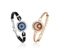 TOTWOO Braccialetti di Coppia con Funzione Touch e Vibrazioni via Bluetooth - Regalo per Coppie a Lunghe Distanze con Illuminazione, in Acciaio Inossidabile