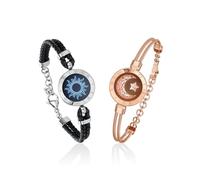 TOTWOO Braccialetti di Coppia con Funzione Touch e Vibrazioni via Bluetooth - Regalo per Coppie a Lunghe Distanze con Illuminazione, in Acciaio Inossidabile