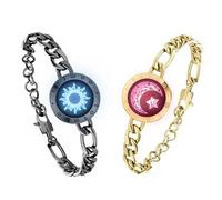 TOTWOO Braccialetti di Coppia Touch con Collegamento Bluetooth Uno a Uno tramite App, Luci e Vibrazioni - Regalo Perfetto per Coppie a Distanza, in Acciaio Inossidabile 316