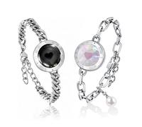 TOTWOO Braccialetti di Coppia Touch con Collegamento Bluetooth Uno a Uno tramite App, Luci e Vibrazioni - Regalo Perfetto per Coppie a Distanza, in Acciaio Inossidabile 316