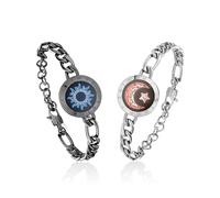 TOTWOO Braccialetti di Coppia Touch con Collegamento Bluetooth Uno a Uno tramite App, Luci e Vibrazioni - Regalo Perfetto per Coppie a Distanza, in Acciaio Inossidabile 316