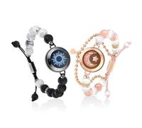 TOTWOO Braccialetti di Coppia Touch con Collegamento Bluetooth Uno a Uno tramite App, Luci e Vibrazioni - Regalo Perfetto per Coppie a Distanza, in Acciaio Inossidabile 316L