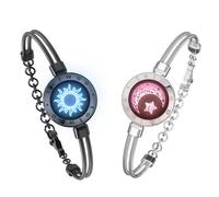 TOTWOO Braccialetti di Coppia Touch con Collegamento Bluetooth Uno a Uno tramite App, Luci e Vibrazioni - Regalo Perfetto per Coppie a Distanza, in Acciaio Inossidabile 316L