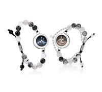 TOTWOO Braccialetti tattili a lunga distanza per coppie, vibrazioni e luce per coppie d'amore, regali di relazione a lunga distanza per fidanzata gioielli di accoppiamento Bluetooth, Misura unica