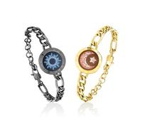 TOTWOO Braccialetti tattili a lunga distanza per coppie, vibrazioni e luce per coppie d'amore, regali di relazione a lunga distanza per fidanzata gioielli di accoppiamento Bluetooth, Misura unica
