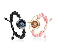 TOTWOO Braccialetti tattili a lunga distanza per coppie, vibrazioni e luce per coppie d'amore, regali di relazione a lunga distanza per fidanzata gioielli di accoppiamento Bluetooth, Misura unica