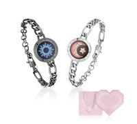TOTWOO Bracciali per Coppie con Collegamento Bluetooth Uno a Uno tramite App, Luci e Vibrazione al Tocco - Regalo Romantico per San Valentino e Relazioni a Distanza in Acciaio Inossidabile 316L