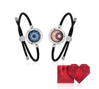 TOTWOO Bracciali per Coppie con Collegamento Bluetooth Uno a Uno tramite App, Luci e Vibrazione al Tocco - Regalo Romantico per Relazioni a Distanza, in Acciaio Inossidabile 316
