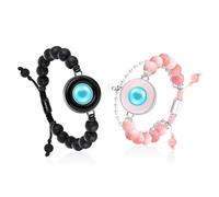 TOTWOO Bracciali per Coppie con Perle - Vibrazione, Illuminazione e Touch a Distanza - Il Regalo Romantico per San Valentino, in Acciaio Inossidabile 316L (Lui & Lei)