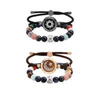 TOTWOO Set di Bracciali da Abbinare: Bracciale Smart con Cinturino Milanese e Bracciale con Perline Naturali (Non Smart), per Coppie a Distanza, Cinturino Regolabile, Gioiello Moderno per Lui e Lei