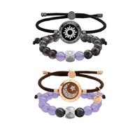 TOTWOO Set di Bracciali da Abbinare: Bracciale Smart con Cinturino Milanese e Bracciale con Perline Naturali (Non Smart), per Coppie a Distanza, Cinturino Regolabile, Gioiello Moderno per Lui e Lei
