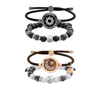 TOTWOO Set di Bracciali da Abbinare: Bracciale Smart con Cinturino Milanese e Bracciale con Perline Naturali (Non Smart), per Coppie a Distanza, Cinturino Regolabile, Gioiello Moderno per Lui e Lei