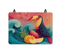 Toucan - Copertura superiore per fornello elettrico, motivo tropicale colorato con frutti, colore turchese, lavabile, per piano in vetro, elettrico, per uso quotidiano, cucina, decorazione, 71 x 50 cm