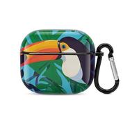 Toucan - Custodia rigida per auricolari Bluetooth, protezione completa, antiurto, supporto per ricarica wireless con portachiavi, regalo personalizzato per AirPods 3