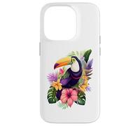 Toucan e fiori tropicali disegno grafico colorato Custodia per iPhone 14 Pro