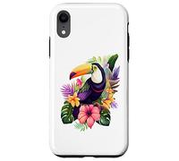 Toucan e fiori tropicali disegno grafico colorato Custodia per iPhone XR