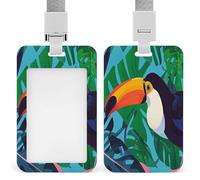 Toucan - Porta badge trasparente con cordino staccabile, custodia verticale in plastica rigida, protegge carte d'identità da lavoro e carte di credito per ufficio e fabbrica