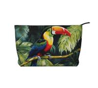 Toucan - Trousse da viaggio per trucchi, in velluto a coste, con appollaiatura delle foreste pluviali americane, grande astuccio ampio, nero, taglia unica, Nero, One Size