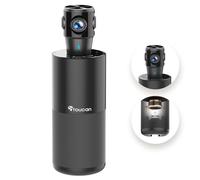 TOUCAN Videocamera per videoconferenza a 360 gradi, webcam HD 1080p con 4 microfoni per riduzione del rumore, altoparlante, monitoraggio AI, funziona con zoom, Google Voice, Microsoft Teams e altro