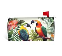 Toucans Coperture magnetiche per cassette postali con foglie di palma pappagallo, copertura decorativa per cassetta delle lettere di benvenuto, decorazione per cassetta postale di benvenuto, per