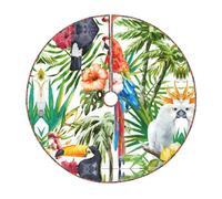 Toucans - Gonna per albero di Natale con stampa rustica con foglie di palma, trapuntata, perfetta per Natale e Halloween