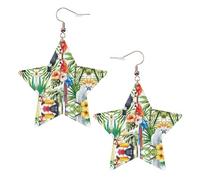 Toucans - Orecchini in pelle a forma di stella, con foglie di palma, accessori alla moda, leggeri, per festival, feste, vita quotidiana, One Size, Pelle, Non pietra preziosa