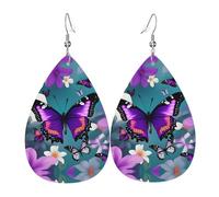 Toucans Orecchini pendenti in pelle con stampa di foglie di palma pappagallo, orecchini pendenti leggeri, pendenti per feste in costume, Misura unica, Pelle