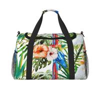 Toucans Parrot Palm Tree Leaves Print Ample Space Travel Bag Large Capacity Hand Travel Bag for Airplane Weekend