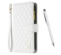 TOUCASA Cover per Xiaomi Mi 10T / Mi 10T PRO/Redmi K30S, Vintage PU Chiusura Tasca con Cerniera Slot per Schede Magnetico Funzione Cavalletto con Cinturino da Polso Custodia Flip Antiurto (Bianco)