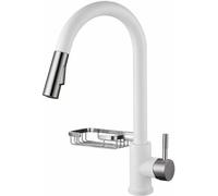 Touch- Cuzzo da Cucina in Acciaio con scaffale, Rubinetto Girevole a 360 ° Estraibile ， Rubinetto Caldo a Freddo per casa RV Hotel -Black ()